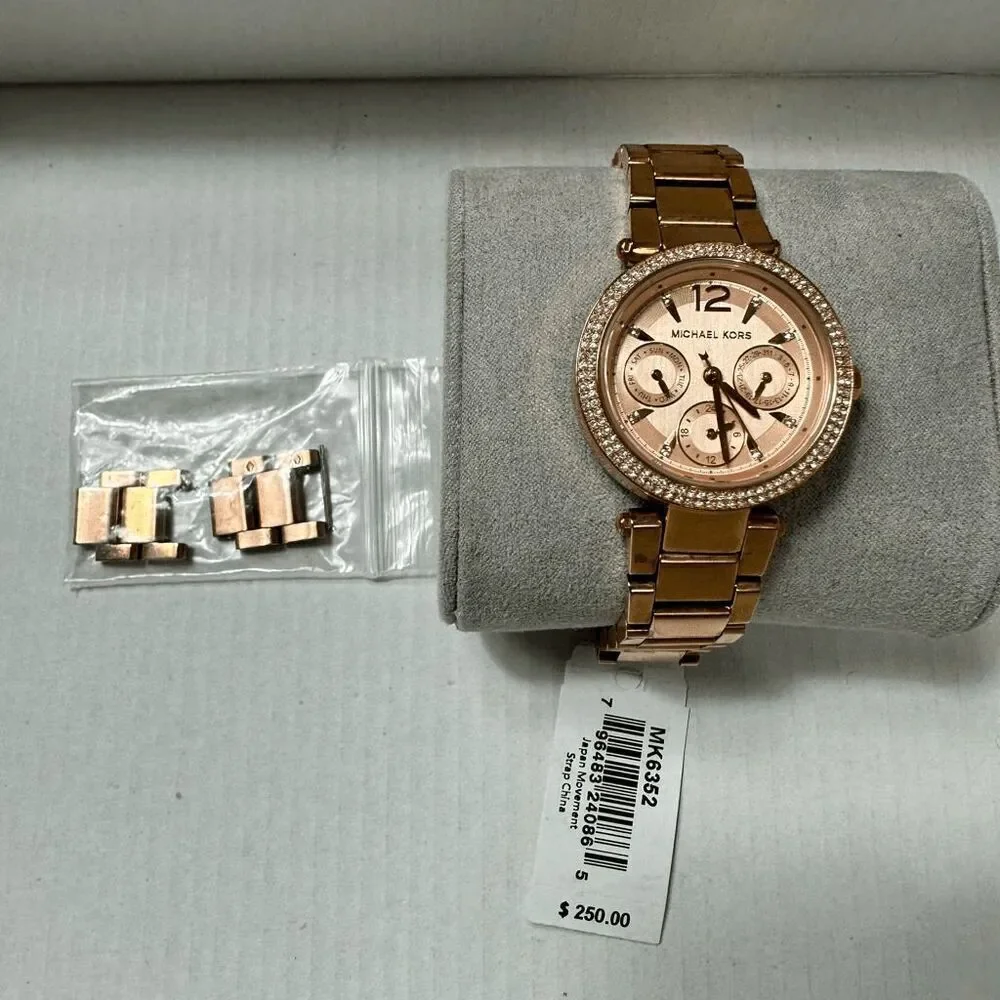 Michael Kors Mini Parker Rose Gold Watch - MK6352 EUC - Battery Replaced -A709